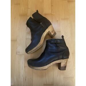 No.6 Leather Clog Buckle Boot Heel Black 38
